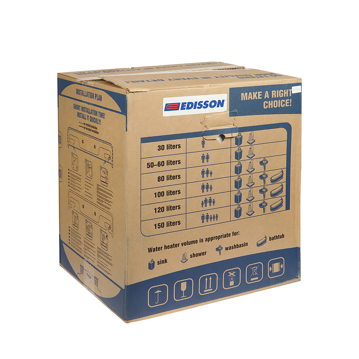 Водонагреватель накопительный 50 л Edisson Glasslined, 1.5 кВт, вертикальный