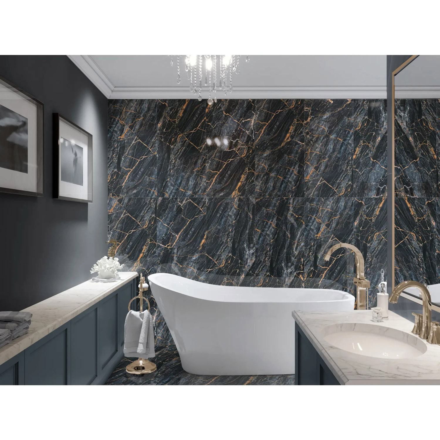 Керамогранит 1.44 м² Global Tile Fenomen PGT 2206, 1200x600x9 мм, полированный, черный