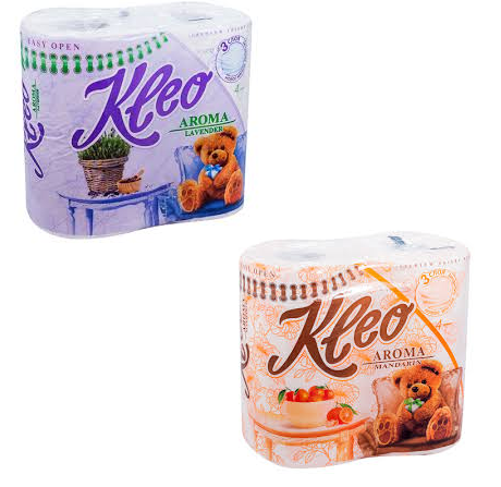Бумага туалетная KLEO в асс-те 3сл 4шт (С98, С-93, С-6, С-86) *18