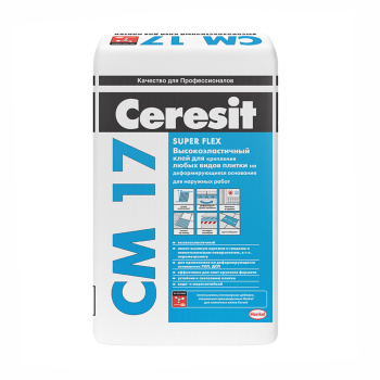 Клей для плитки 5 кг Церезит СМ 17 Супер Флекс, эластичный, C2 TE S1