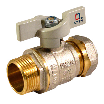 Кран шаровый 16х1/2"(Ø15) цанга/папа бабочка CTM (СТАНДАРТ) CWPM1216 *1/15/200