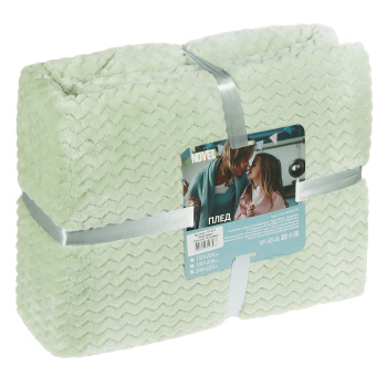 Плед 200*220см микрофибра жаккард зиг-зак салатовый арт.257 NOVEL  *1/8