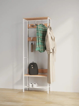Вешалка напольная 67х30х187 см ЗМИ Торонто 23Л, дерево/белый