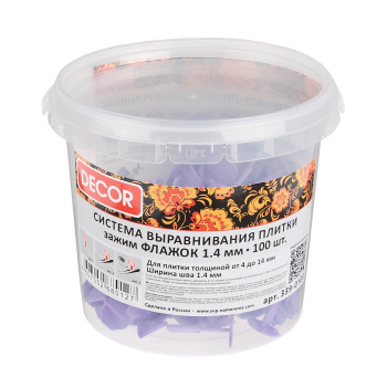 Система выравнивания плитки СВП зажим "Флажок" 1,4мм (ведро 100шт) (арт.339-0100) *12/24