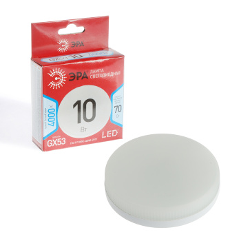Лампа светодиодная 10W GX53 таблетка 4K нейтральный 800Лм ЭРА GX-10W-840-GX53 RED LINE  *10/100
