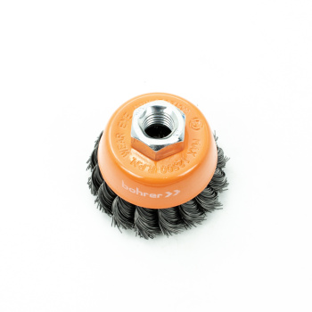 Щетка-крацовка "чаша" витая,жесткая проволока  65мм 0,5мм М14мм для УШМ арт.36200065 Bohrer *1/100