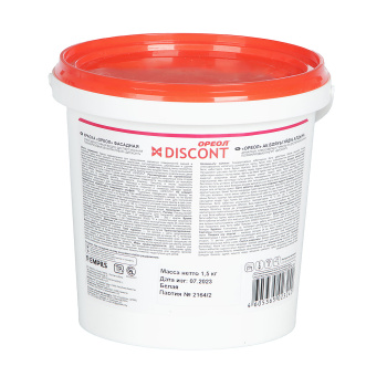 Краска акриловая 1.5 кг фасадная Дисконт Ореол, белая, матовая