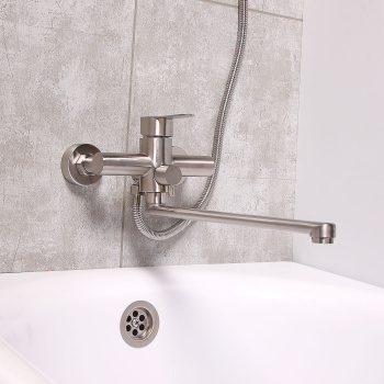 Смеситель универсальный "Potato" плоский излив с переключ. душа, нерж. сталь P22303S  *1/10