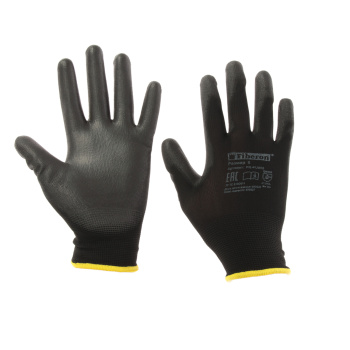 Перчатки рабочие полиэстер, с полиуритановым обливом, Черные, р-р 8(M) PR-PU052 "Fiberon" *1/12/120
