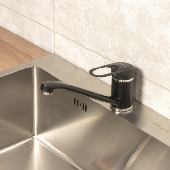 Смеситель для кухни Эверест В49-0256 длинный излив (черный) *1/10