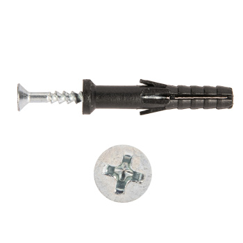 Дюбель с шурупом 6х40 мм BROZEX, с усом, оцинкованная сталь, 150 шт.
