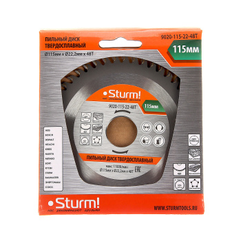 Диск пильный 115*22,2мм 48 зубьев по дереву (9020-115-22-48Т) Sturm  *1/50/100