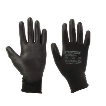 Перчатки рабочие полиэстер, с полиуритановым обливом, Черные, р-р 9(L) PSV036P "Fiberon" *12/120