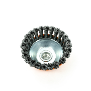Щетка-крацовка "чаша" витая,жесткая проволока 125мм 0,5мм М14мм для УШМ арт.36200125 Bohrer *1/40