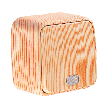 Выключатель Дача ОП 1кл. сосна с подсветкой 10А Народная SQ1824-0055