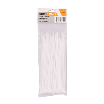Хомут нейлон 3,0*200 белый (100шт)  NovoCRAFT  *1/300