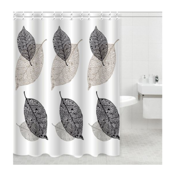 Штора для ванной "Aquadomer" п/эстер 180*180см "Листья" с кольцами XT-039 *1/25
