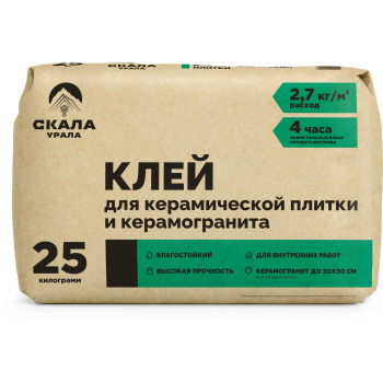 Клей для плитки и керамогранита 25 кг Скала Урала, C0