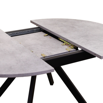 Стол раздв.ЛОКИ d1200(+380) h750мм ЛДСП EGGER Бетон Чикаго свет,Царгов пояс Черный матовый металл*1