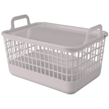 Корзина для хранения пластм. "Kobo" 320х224х210мм 12л с Крышкой Св-беж арт435218334("Бытпласт")*1/16