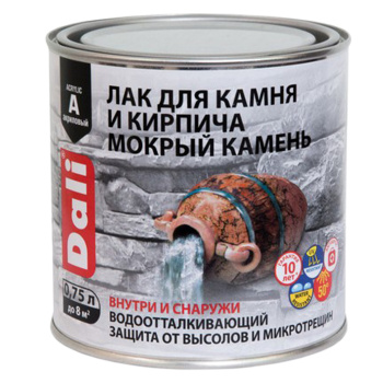 Лак акриловый DALI, для наружных и внутренних работ по камню и кирпичу, 0.75 л