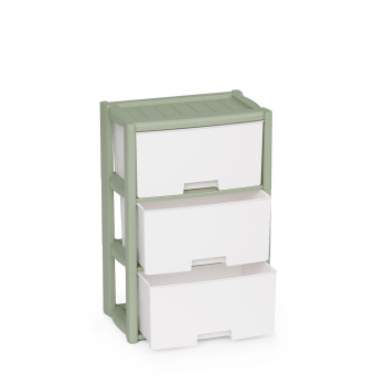 Комод пластм. "Колорит" 3 ящика выс.710мм, шир.475мм, гл.300мм Зелёный М9040"ЗПИ "Альтернатива" *1