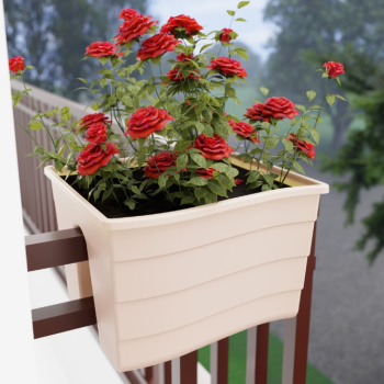 Ящик д/цветов пластм.  на перила 30х29х20см 10л Бежевый М8912 ЗПИ "Альтернатива" *1/8