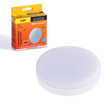 Лампа светодиодная Ecola, GX53, таблетка, 6 Вт, 450 Лм, 2800 К, теплый белый