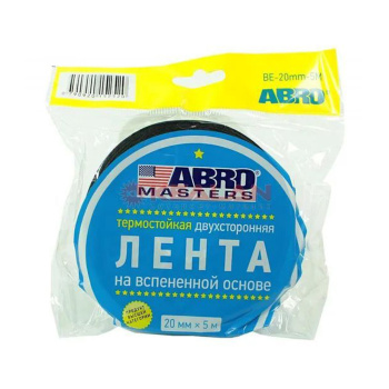 Лента клейкая двусторонняя на вспененной основе Термост. Черная 10мм х5м BE-10mm-5M "ABRO" *1/900