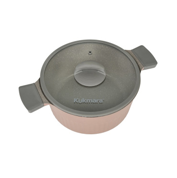 Кастрюля алюм. литая а/приг. "Kukmara" "Stella" Cappuccino 3,2л Стекл.кр. кск32а *1/3
