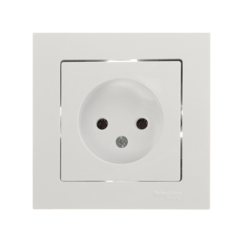 Розетка "ATLAS DESIGN" СП 1-мест. белая б/з в сборе 16А SchE ATN000140*1/15