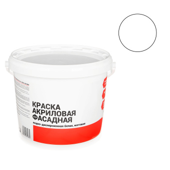 Краска акриловая 10 кг фасадная Первая Цена, белая база А, матовая