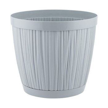 Кашпо пластм. "Barcelona" 1,8л d верха 155мм h140мм с поддоном Утренний туман IG623010025 *1/16