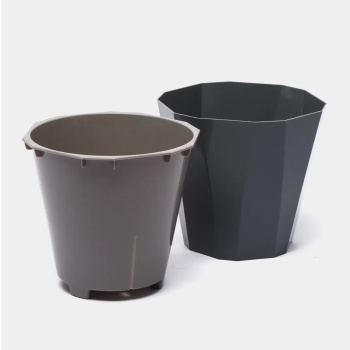 Кашпо пластм. "Палермо" 1,8л d верха 160мм h153мм со вставкой Темно-серое С316ТСЕР ("Мартика") *1/20