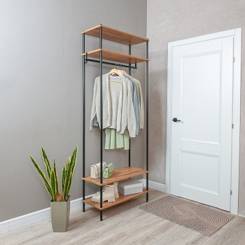 Вешалка напольная "Прихожая 34" "НеШкаф" с 4полками,ш.0,83м,в.2м,гл.0,37м Дер./Черн. ПРНШ 34 Ч *1