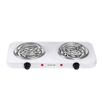 Электроплитка 2 конфорки 2000Вт спираль, белая Galaxy Line GL3004 *1/6