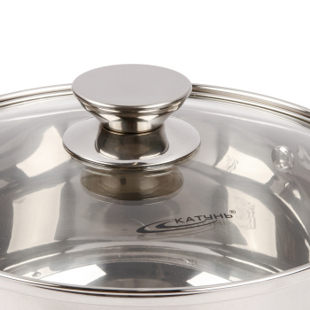 Кастрюля нерж. "Катунь" "Диана" 4,2л d22см термораспред. дно, Стекл. кр. KT01-D-40 *1/4